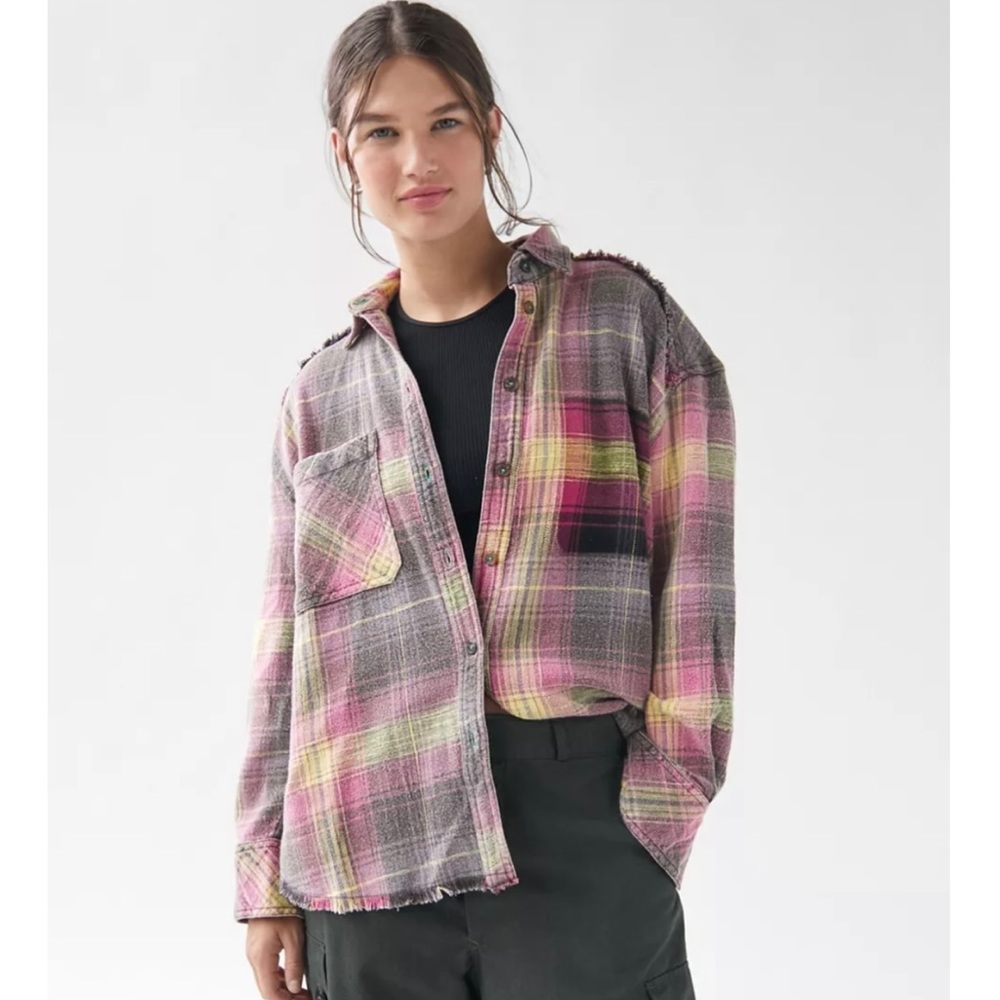 Andy Flannel Distressed Button-Down Shirt